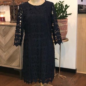 LOFT Navy Lace Sheath Dress